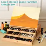 Folding Easel Art Drawing Painting Wood Table Desktop Box Board with 3 Drawers