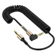 3Pc 3.5 Spring 3.5Mm Audio Elbow Recording Cable Male To Male Telescopic Car Audio Line Black