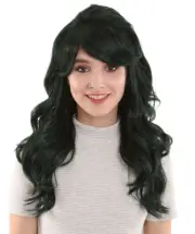 Women's Dark Green Color Curly Long Length Trendy Space Invader Wig HW-6767