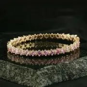 12.40Ct Princess Cut Simulated Pink Sapphire Women's Pretty Bracelet 925 Silver