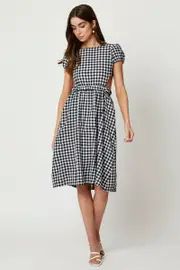 Black Check Cross Back Dress - Size 8, Women's F Maxi Dress