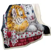 Adorable Animals Art for Kids Whisper Tiger Cub Throw Blanket