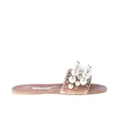 MIU MIU women shoes Old rose Cameo velvet slide sandal with pearls studs 5XX116