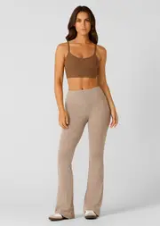 [Lorna Jane] Mindful Rib Flares Pants in Brown, Size - 2XL 2XL Cedar Marl