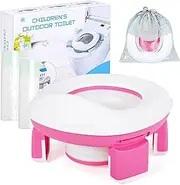 Smarban Folding Portable Potty Training Chair. with Storage Bag 40 Potty Bags Non-Slip Reusable Potty Seat for Outdoor and Indoor Use, Easy to Clean. (Pink)
