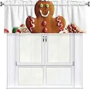 LHBWCVN Gingerbread Man Candy Valances for Windows, Rod Pocket Window Treatment Drapes Farmhouse Kitchen Curtains Short Blackout Window Curtains for Living Room Bedroom Decor 54x18 Inch