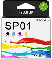 YOUTOP 4 Pack SP01 Sublimation Ink Cartridge Remanufactured SP01XLBK SP01CS SP01MS SP01YS Ink Cartridge Works for SP-1 Sublimation Inkjet Printer