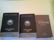 Bulk Lot Of 3 x Assorted BVLGARI , HERMES Samples / Vials /Cards Men's Fragrance