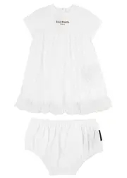 Balmain Kids Logo-print Cotton Dress and Bloomers set (12-36 Months) - White - 24 Months (24 Months) 24 MONTHS (24 months)