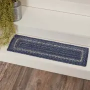Stair Tread Great Falls Blue Jute Farmhouse 8.5x27 Rectangle Table Runner