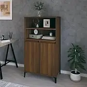 Highboard Brown Oak 60x36x110 cm Engineered Wood,Buffets & Sideboards 29.82KG-821235