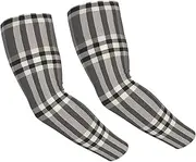 [FHEDVBN] Gray plaid lines Arm Sleeves Compression Arm Covers for Men Women Outdoor Sun Sleeves Cooling Sports Sleeve, Black