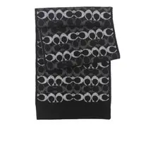 在飛比找森森購物網優惠-COACH 滿版CC Logo 羊毛及金屬纖維圍巾(黑色) 