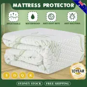Mattress Protector Bamboo WATERPROOF SOFT Cover Single/Double/Queen/King AU