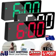 LED Digital Clock Mirr9B Display Snooze Alarm Temperature Time Table Desk Decor