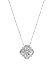 Bloomingdale's Fine Collection Diamond Baguette & Round Quatrefoil Pendant Necklace in 14K White Gold, 1.20 ct. t. w.