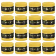 16Pcs Tennis Racket Grip Tape PU 43.3" Round Groove Non-Slip Absorb Sweat Yellow