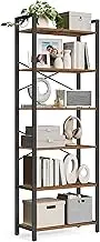 VASAGLE 6-Tier Tall Bookshelf, Large Bookcase with Steel Frame, Deep Book Shelf for Living Room, Home Office, Study, 11.8 x 26 x 73.2 Inches, Industrial Style, Rustic Brown and Black LLS062B01V1