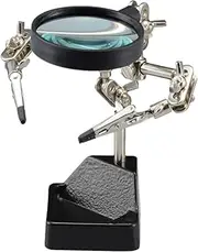 Goot Work Helper, 2 x Magnification Ratio, 2.4 inches (60 mm) Glass Lens Cover Clip Width Estimate: 0.2-5.7 inches (5-145 mm), Clip Support ST-94, Silver, Black