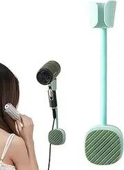 Hair Dryer Holder Wall Mounted,360 Degree Adjustable Wall Hair Dryer Rack | with Cable Winder Hair Dryer Rack No Punching