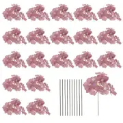 20 Sets Artificial Hydrangea Flower Heads with Stems for Bouquet,Deep Red