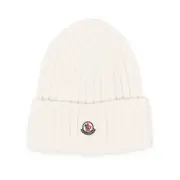 [Moncler] Moncler Logo-appliqué Beanie Hat ONE SIZE WHITE