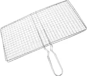 BBQ Supply Grill Net Fish Grill Basket Beef Grilling Mesh Rack Barbecue Meat Rack Scalding Handle Outdoor Camping Tool