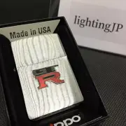Zippo Nissan GT-R Logo Metal Red Silver Brass Oil Lighter Regular Case Japan