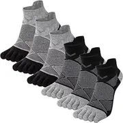 [Kevaler] Running Socks Women Cotton Socks Five Separate Toe Sport Ankle Cushion Running Socks Breathable Color Block for Sport Yoga – 6 Pairs