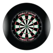 Formula Sports TX290 Genuine Bristle Dart Board and Black Dartboard Surround with Darts