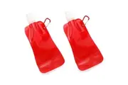 2x Doozie 450ml Collapsible Camping Water Drink Bottle Gym Sport BPA Free Red