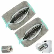 2 Pc Portable Reusable Laundry Shoe Bags for Washing Machine and Dryer, Shoe Cleaning Bag for All Types and Sizes Color Grey