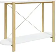 vidaXL Scandinavian Style White Console Table with Cabinet for Living Room - Engineered Wood and Pinewood Construction