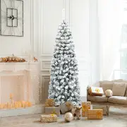 CostwaySlim Snow Flocked Christmas Tree for Home Decoration &amp; Gift -1.8M