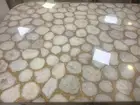 Rectangle Epoxy Coffee Table Top White Agate and Golden Foil Center Table