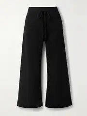 [Nili Lotan] Nili Lotan - Kiki Cropped Voile-trimmed Cotton-jersey Track Pants - Black - small small Black