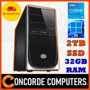 Intel Core i5 Quad Core 32GB RAM 2TB SSD Desktop PC Work Office Home Computer