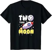 [X.Style] Kids Two The Moon Toddler 2nd Birthday ds1310 T-Shirt (S) Black
