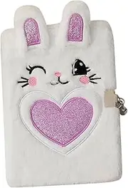 GRADENEVE Lockable Diary Notebook for Girls Cartoon Fluffy Bunny Journal Teenage Diary Lock
