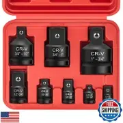 8PCS Impact Socket Adapter and Reducer Set, 1/4" 3/8" 1/2" 3/4" 1" Inch Squar