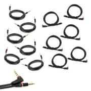 6X 3.5MM AUX M/M RIGHT-ANGLE+M/F EXTENSION STEREO CABLES BLACK LG G3 OPTIMUS PRO