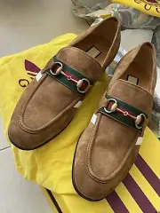New GUCCI X ADDIDAS Loafers Tan Suede Size 9 Men Runway 22