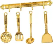 Full Mini Kitchen Tool Set 1:12 Scale Dollhouse Utensils Spatula Spoon Ladle for Dollhouse Decoration
