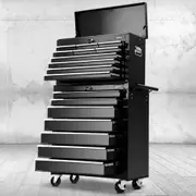 17 Drawer Giantz Tool Cabinet Chest Trolley Toolbox Storage Black