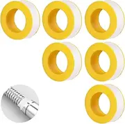 6 Rolls PTFE Plumbers Tape,10m X 18mm Waterproof Thread Seal Teflon Tape,for Shower Head Water Pipes, Air Conditioning Water Pipes, Outdoor Water Pipes(White)