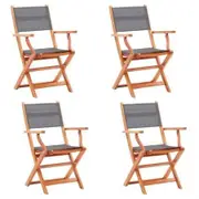 Folding Garden Chairs 4 pcs Grey Solid Eucalyptus Wood and Textilene