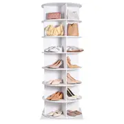 7-Tier Rotating Shoe Rack Tower 360°Spinning Shoe Display with Base Black