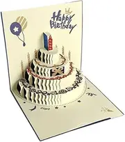 Returntrue 3D Pop-Up Birthday Card – Handmade Colorful Cake Design Greeting Card for Birthdays, Holidays, Festivals & Special Occasions – Creative Gift Card for Personalized Messages & Celebrations, Blue