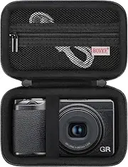 BOVKE Carrying Case Compatible with Ricoh GR IIIx HDF/GR IIIx/Ricoh GR III HDF/GR III Digital Camera, Extra Mesh Pocket for Charging Cables and Accessories, Black