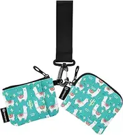 [Caihoyu] Cute White Llama Animal Alpaca Western Cactus Plant Dual Wristlet Wallets for Women Small Portable ID Card Holders Protector with Zipper Pocket for Women Men 2 Pcs, Multicolor, 4.13"(L) x 3.5"(W),